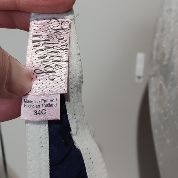 Vintage Victoria Secret Sz 34C Sexy Little Things Blue Pink Bow Balconette Bra - Picture 5 of 7